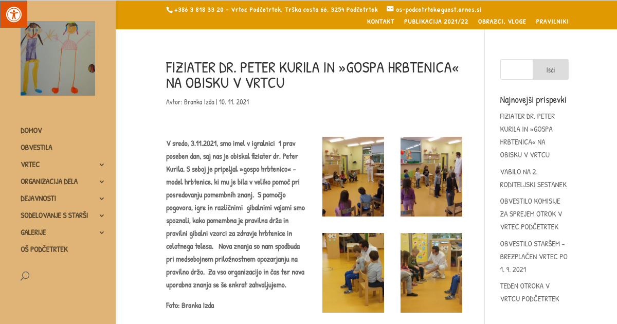 FIZIATER DR PETER KURILA IN GOSPA HRBTENICA NA OBISKU V Podčetrtek